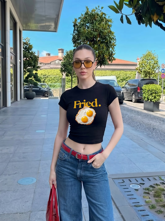 Fried Eggs Crop Top Tees