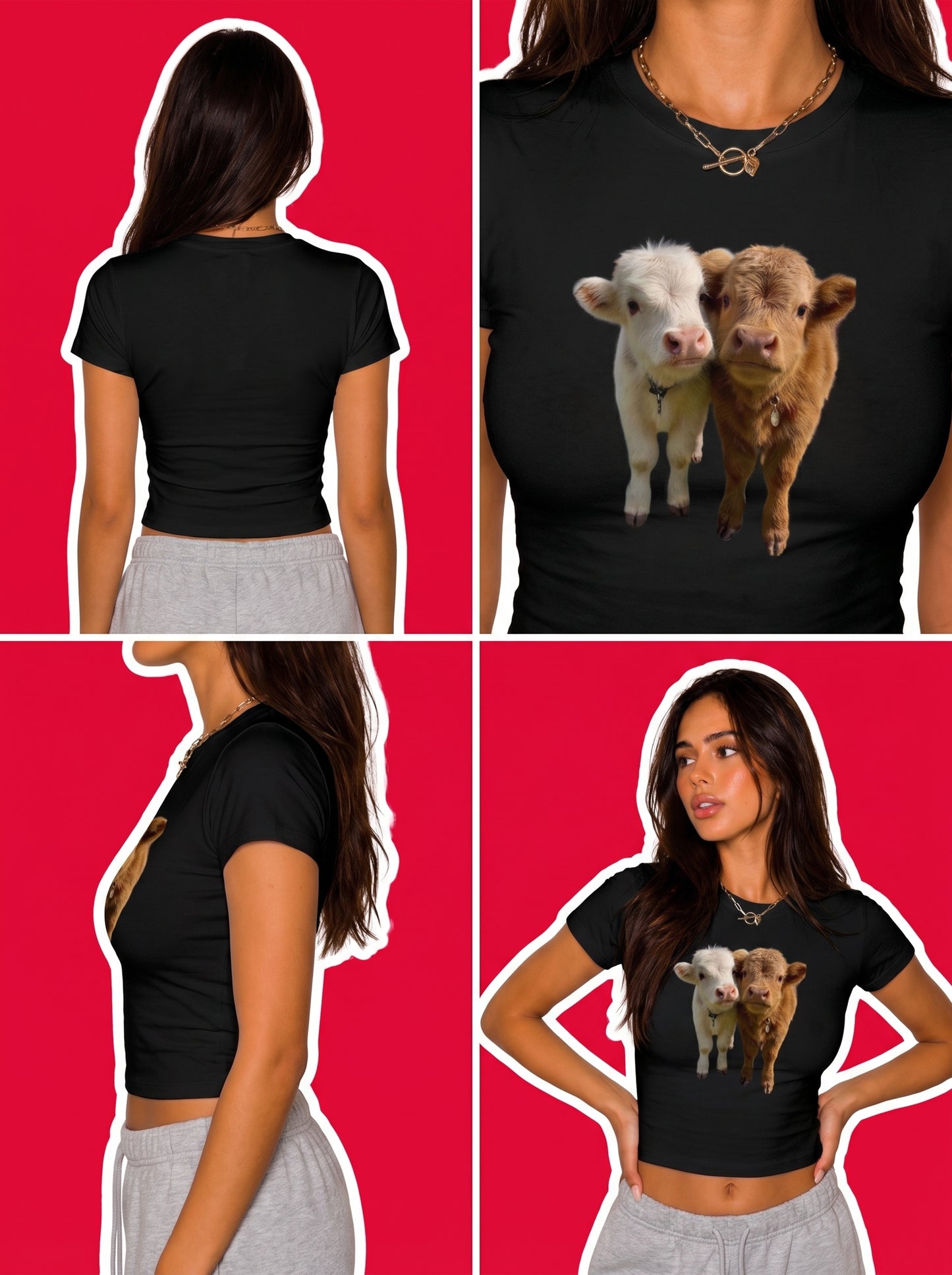 Couple cow Crop Baby Tees