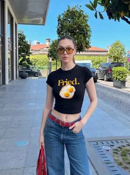 Fried Eggs Crop Top Tees